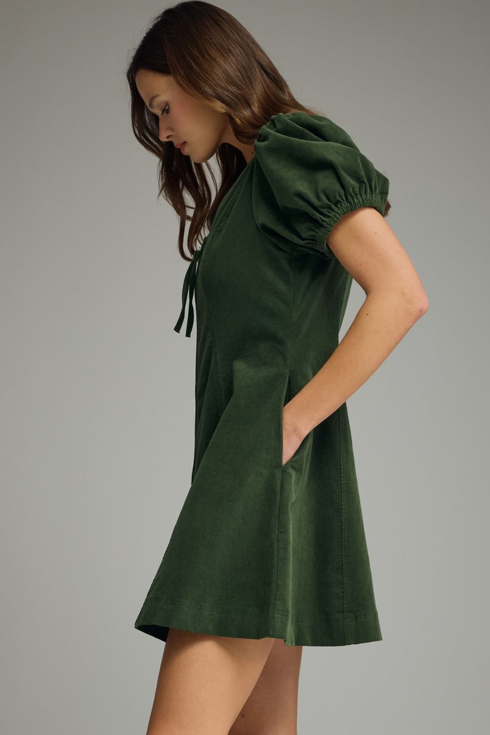 Corduroy Zip Up Mini Dress
