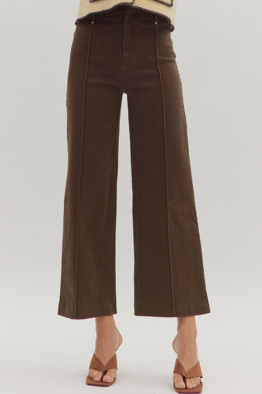 Pintucked Wide Leg Denim