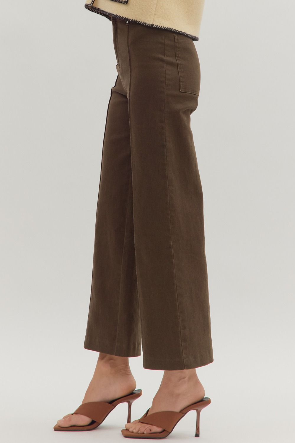 Pintucked Wide Leg Denim