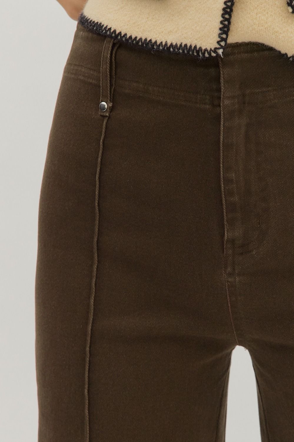 Pintucked Wide Leg Denim