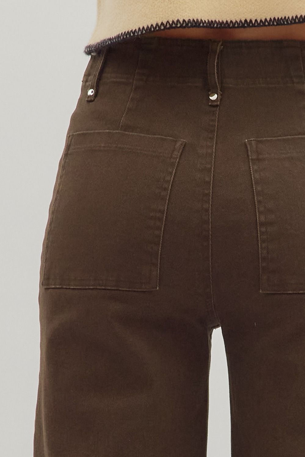 Pintucked Wide Leg Denim