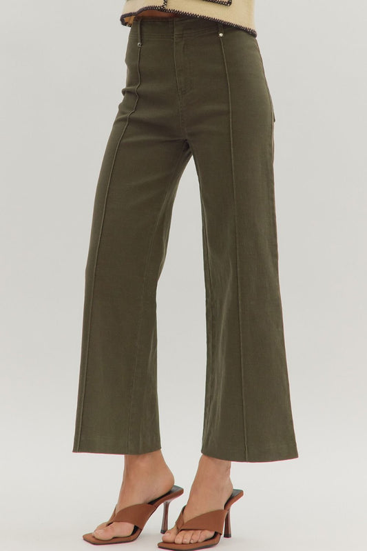 Pintucked Wide Leg Denim