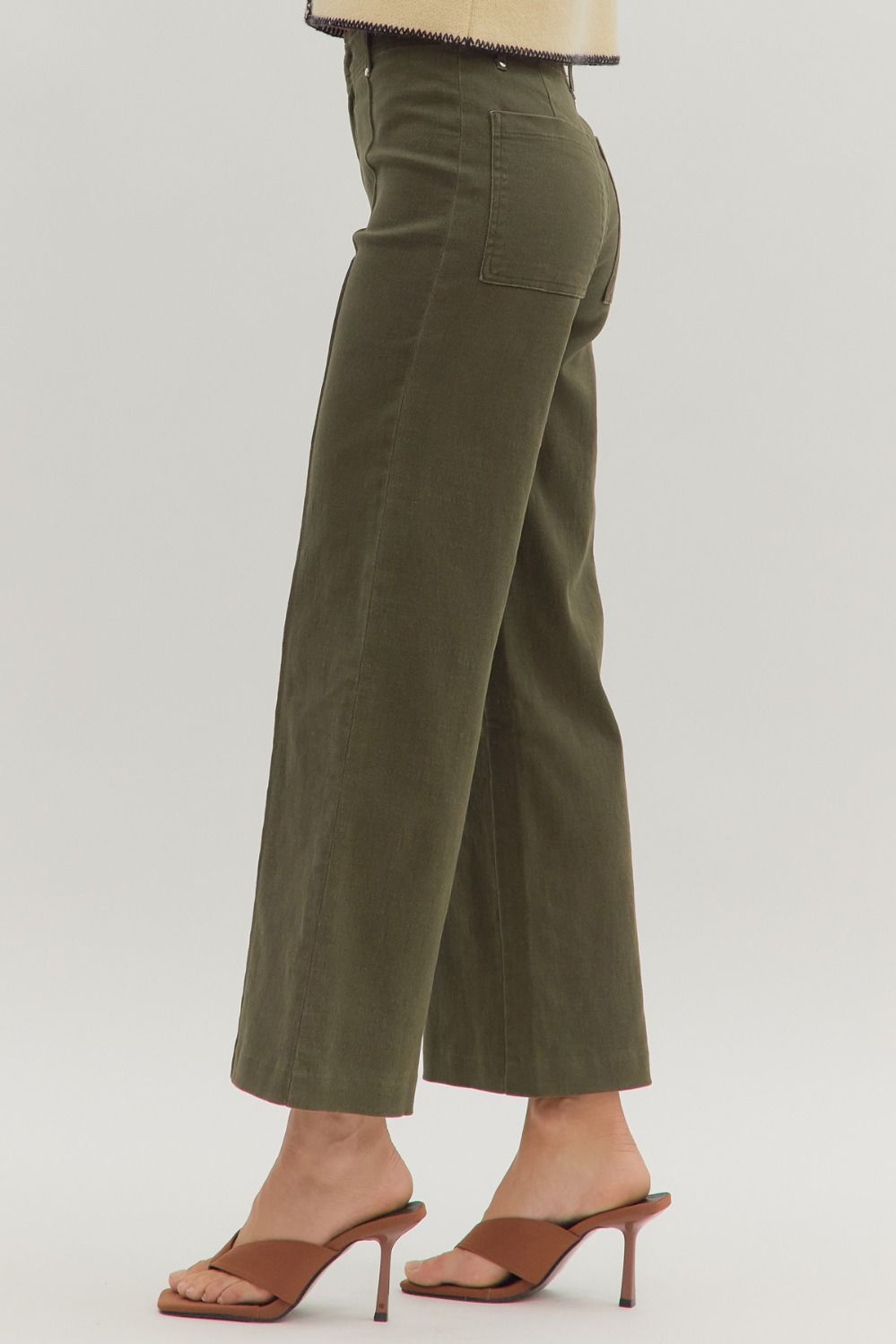 Pintucked Wide Leg Denim
