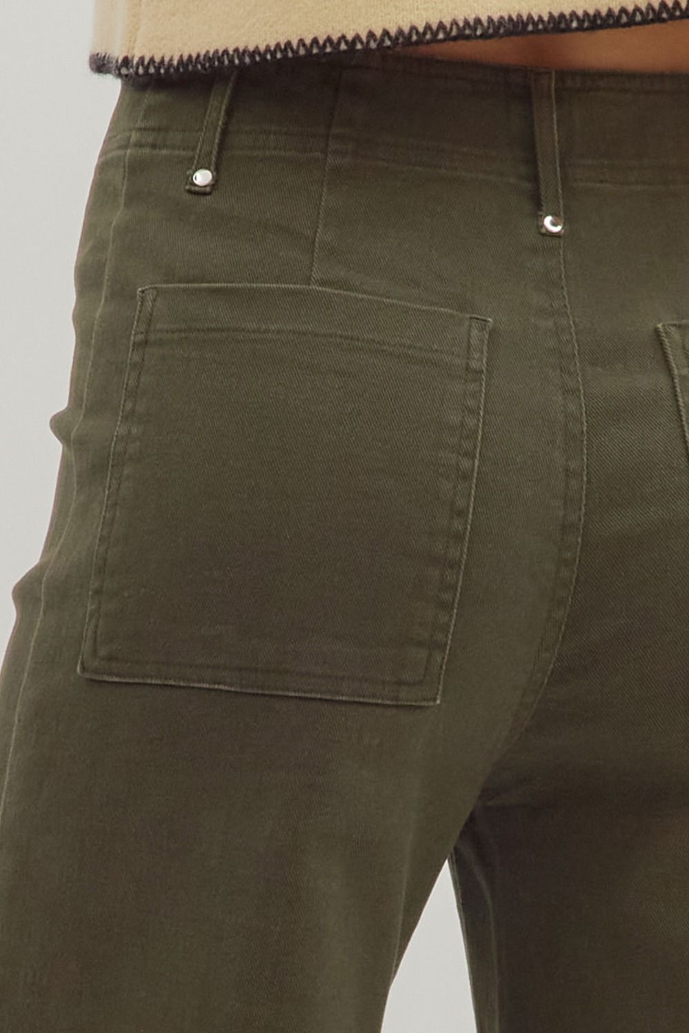 Pintucked Wide Leg Denim