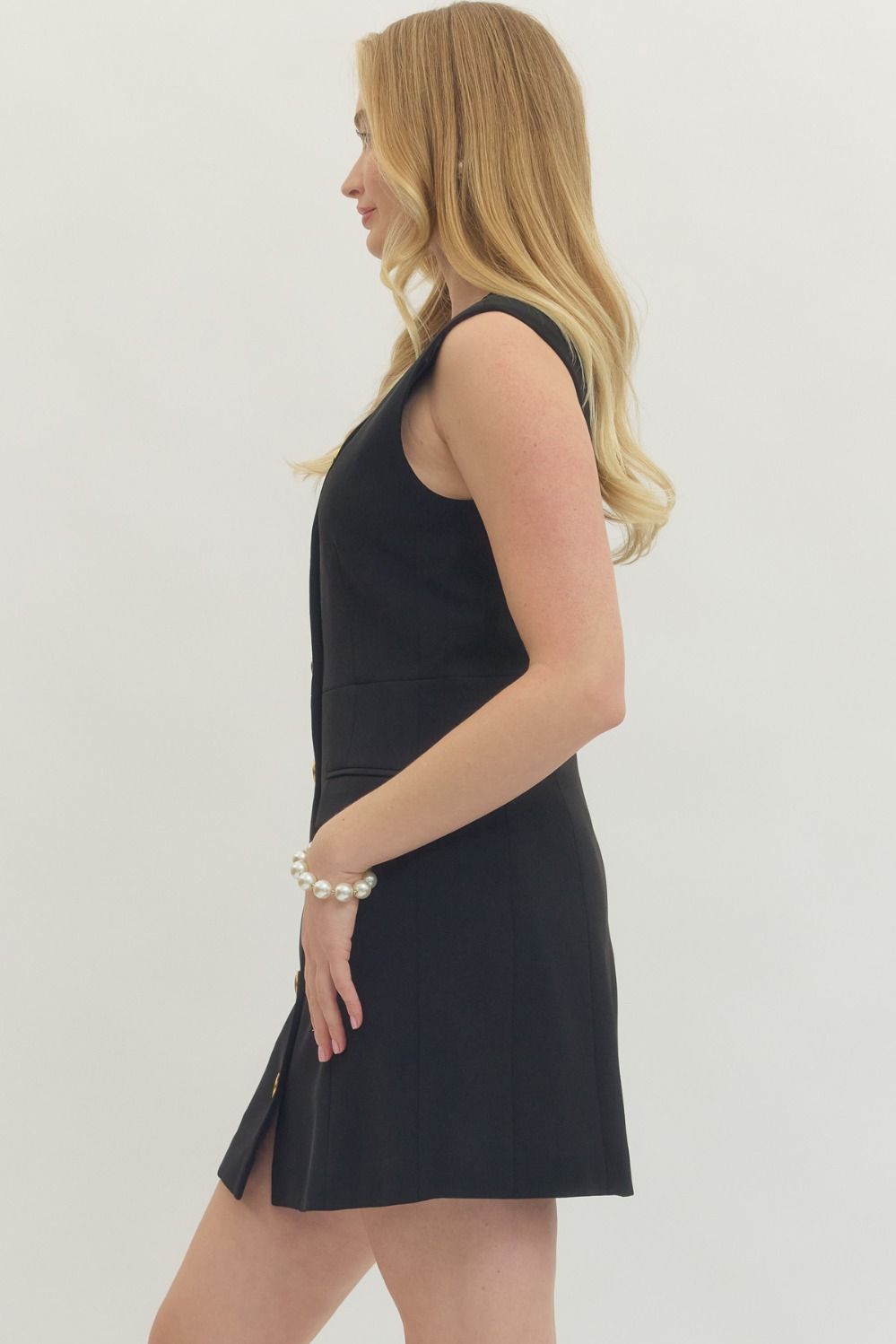 Solid Button Up Mini Dress