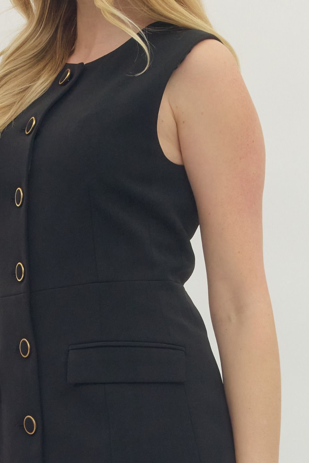 Solid Button Up Mini Dress