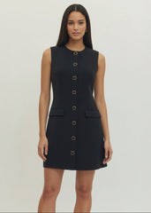 Solid Button Up Mini Dress