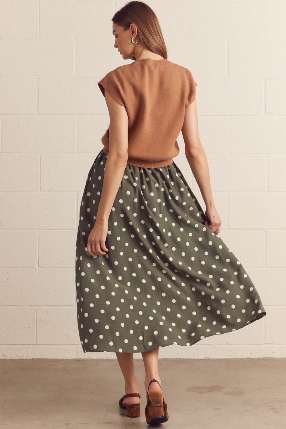 Polka Dot Midi Sweater Dress