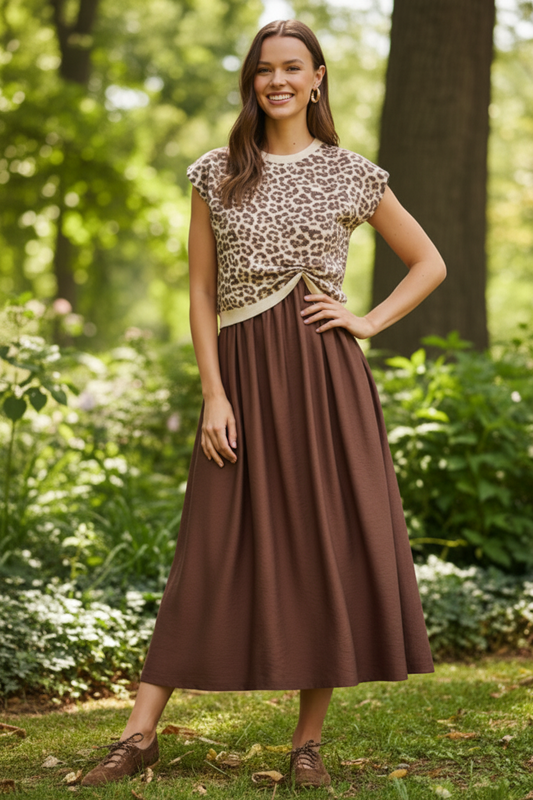 Leopard Midi Sweater Dress
