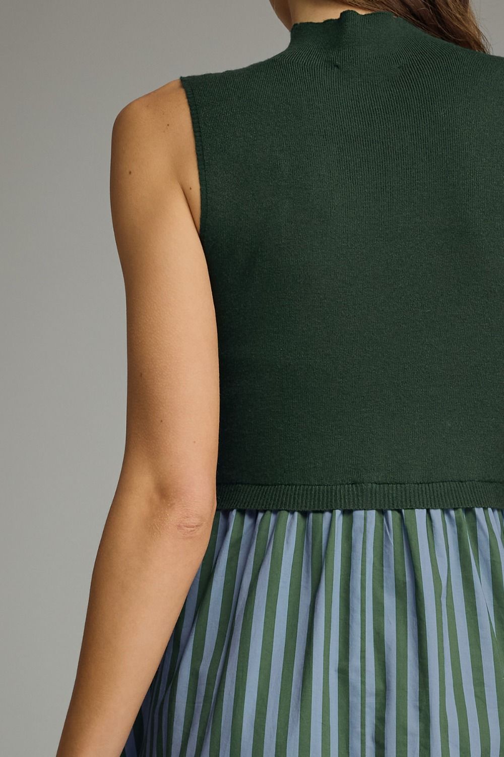 Mock Neck Stripe Bottom Midi Dress