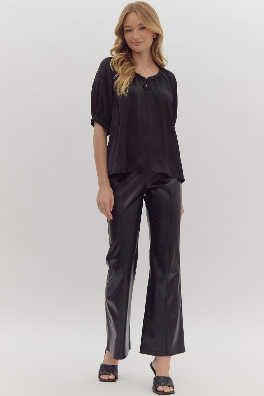 Satin Braided Trim Blouse