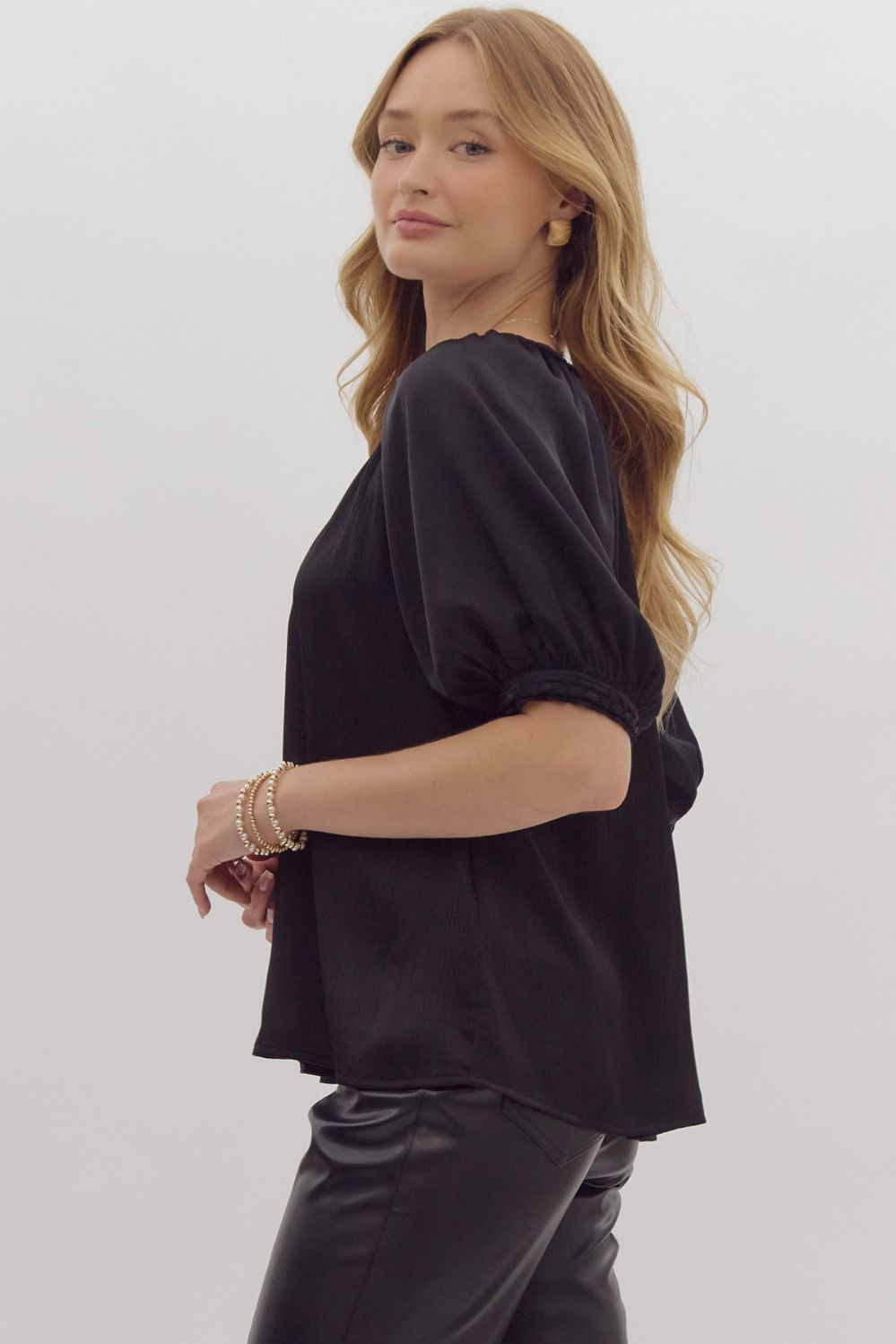 Satin Braided Trim Blouse