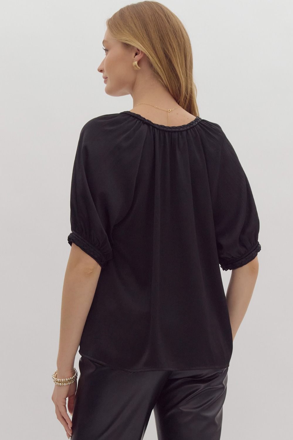 Satin Braided Trim Blouse