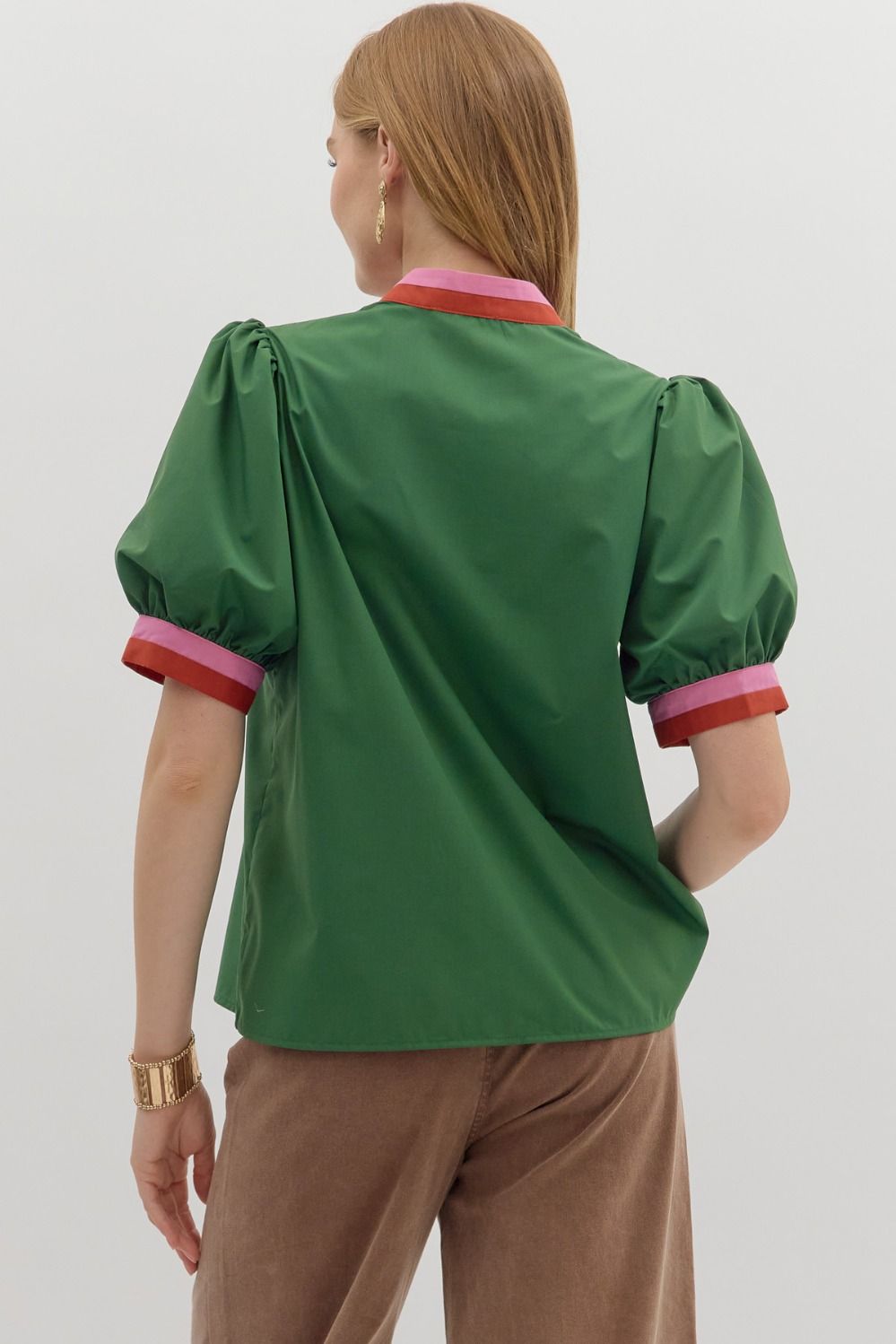 Brynn Contrast Top Green