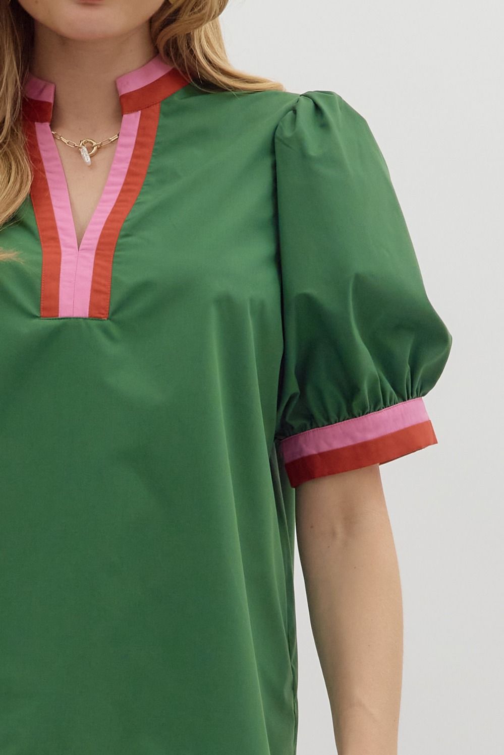 Brynn Contrast Top Green