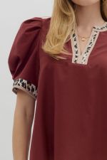 Pleated Leopard Accent Top