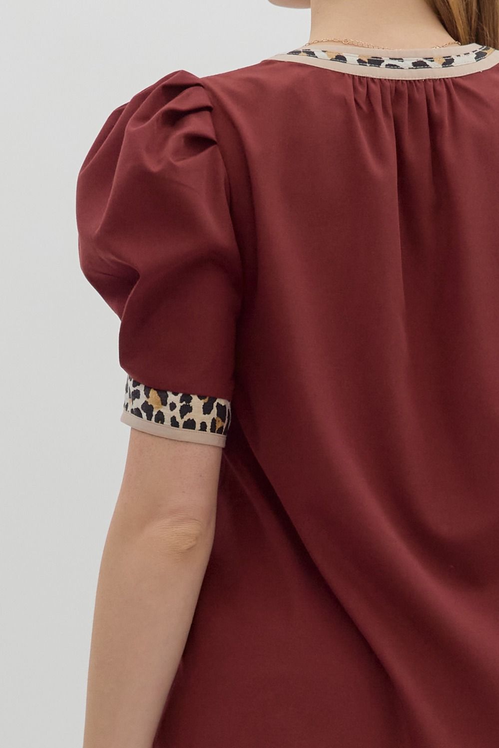 Pleated Leopard Accent Top