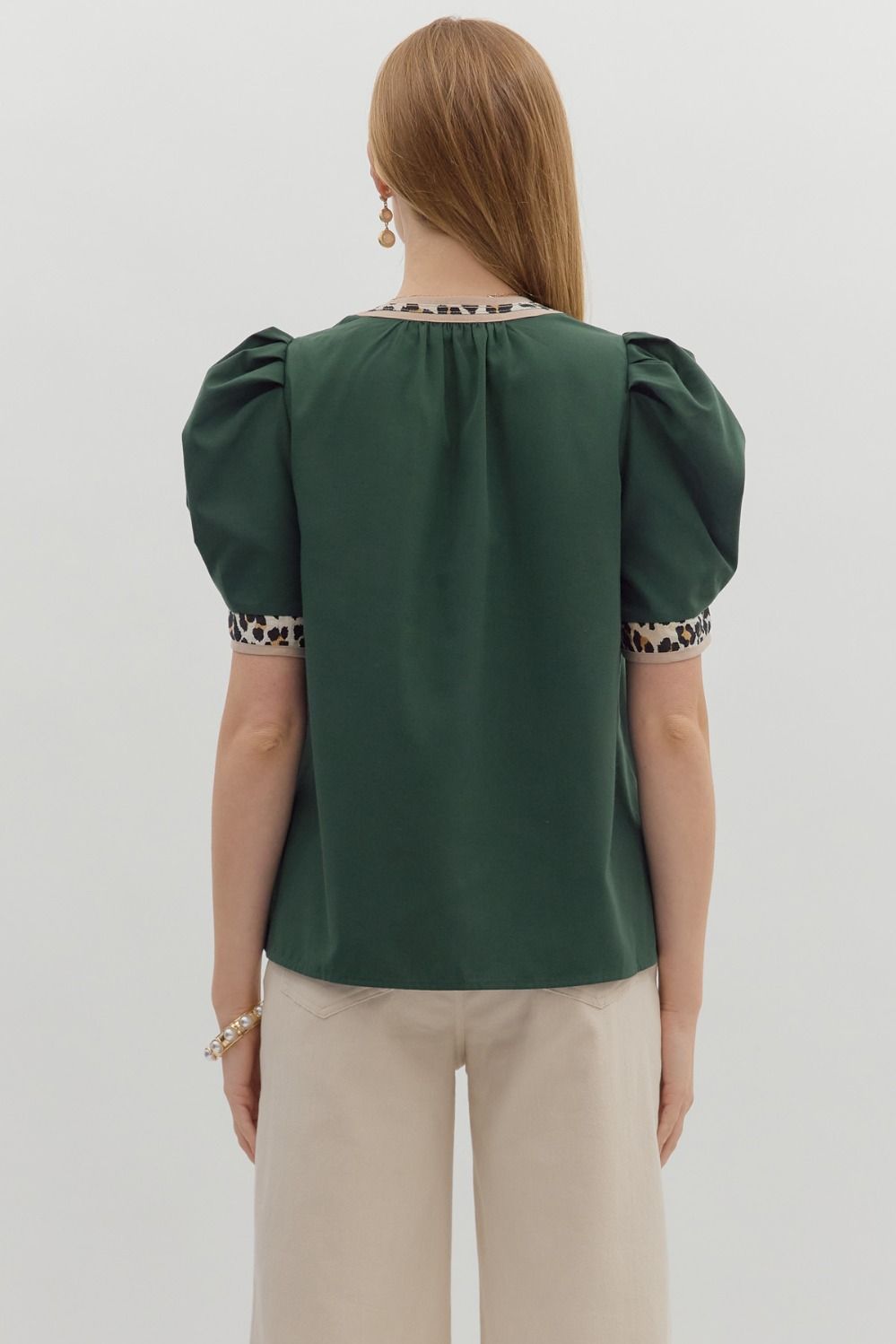 Pleated Leopard Accent Top