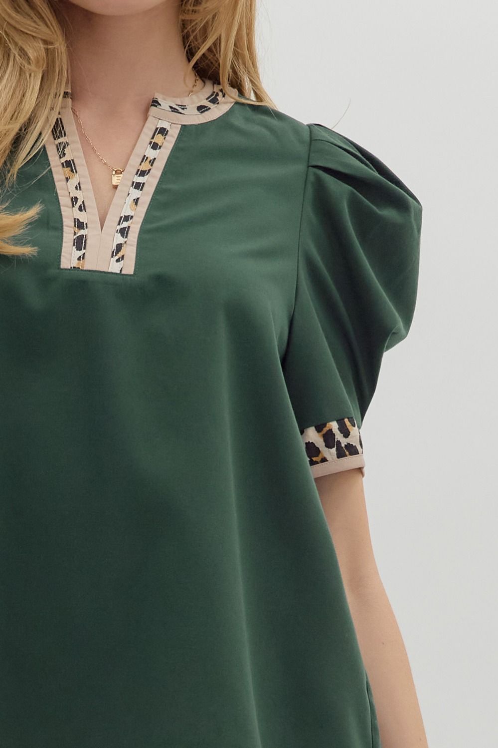 Pleated Leopard Accent Top