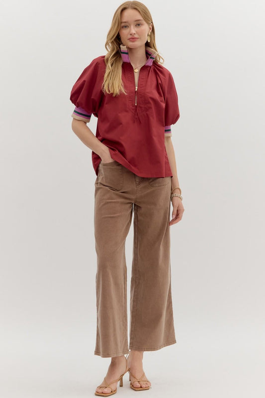 Garnet Zip-front Top