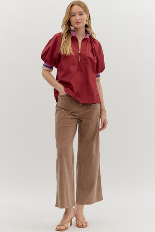 Garnet Zip-front Top