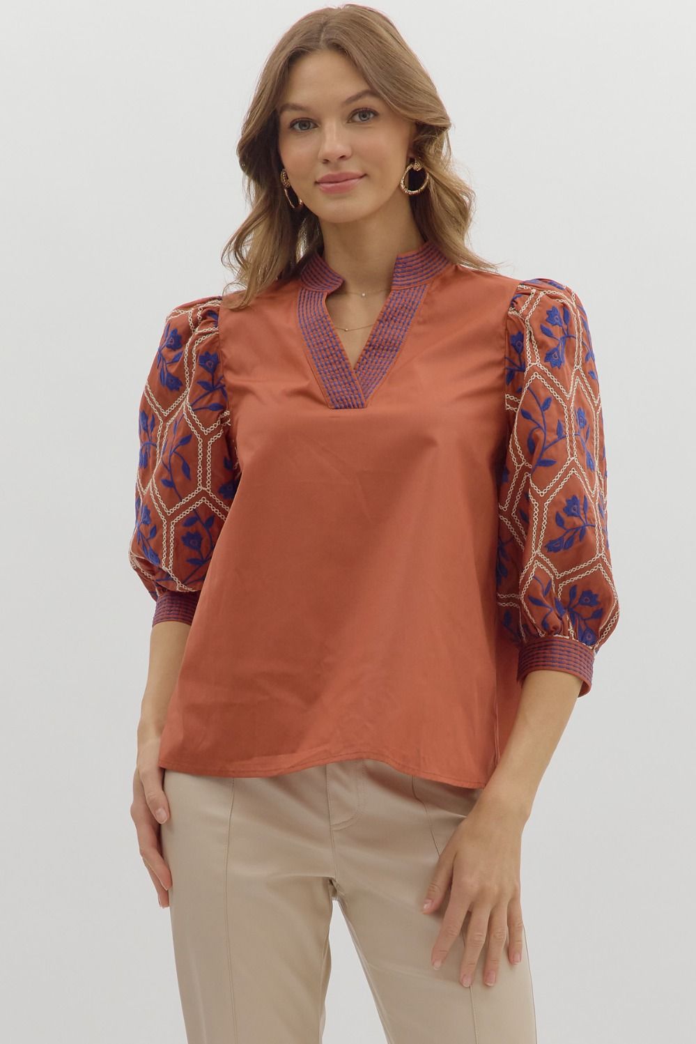 Kelly Embroidered Sleeve Top