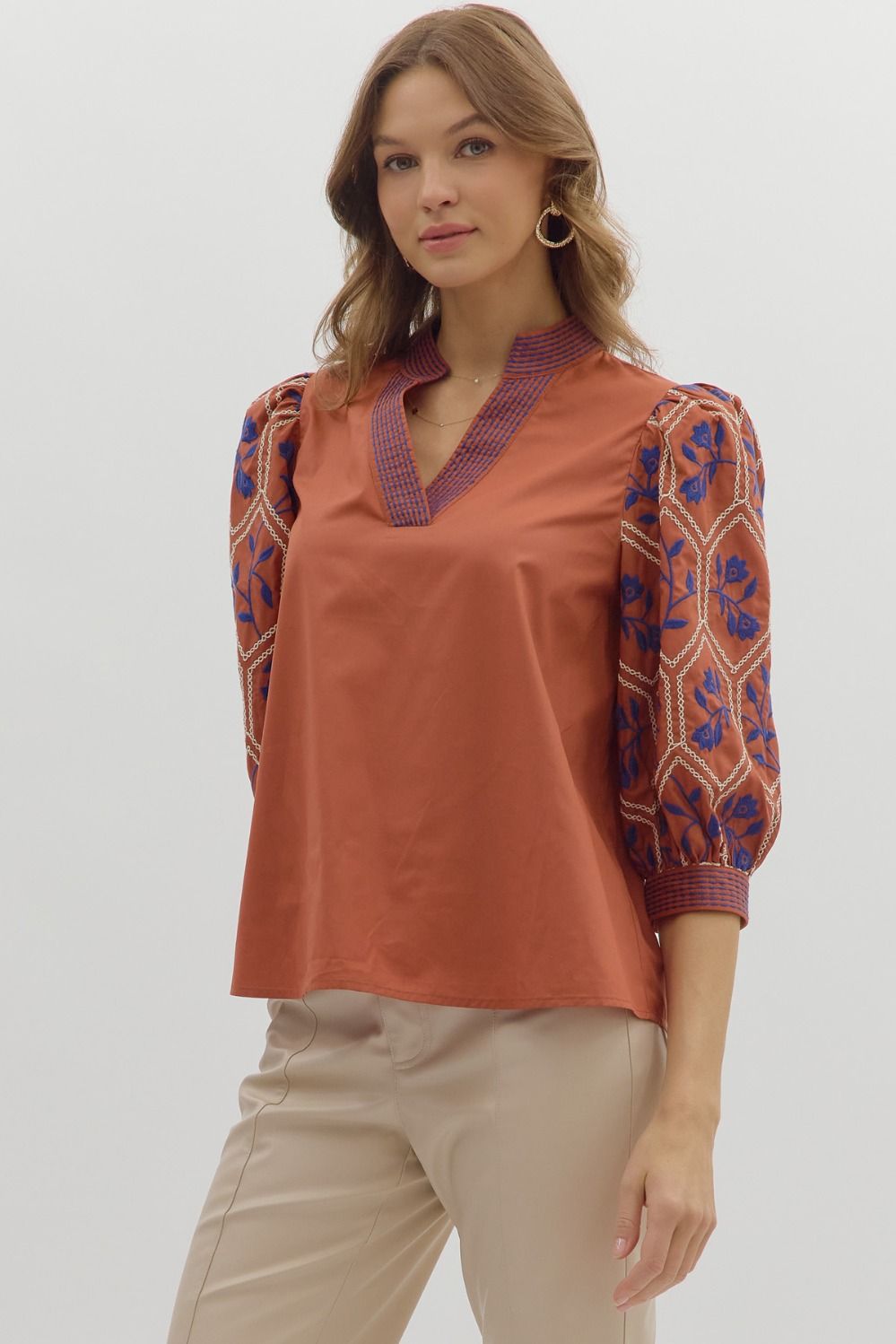 Kelly Embroidered Sleeve Top