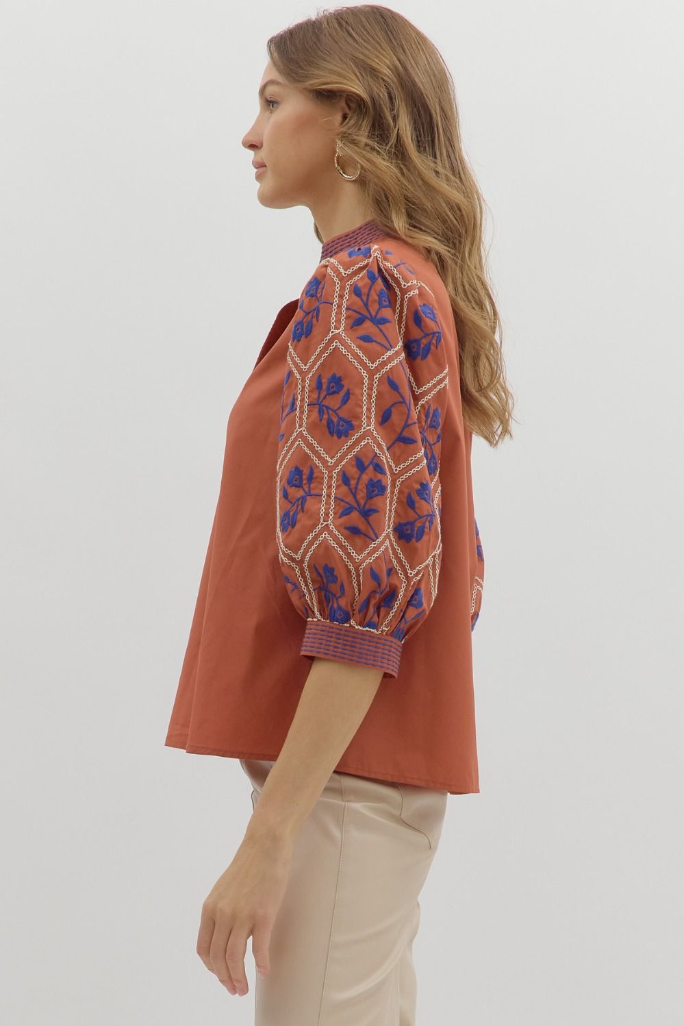 Kelly Embroidered Sleeve Top