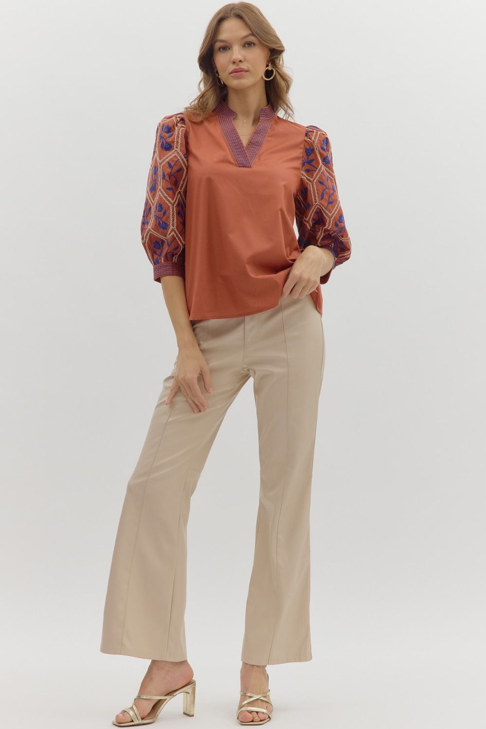Kelly Embroidered Sleeve Top