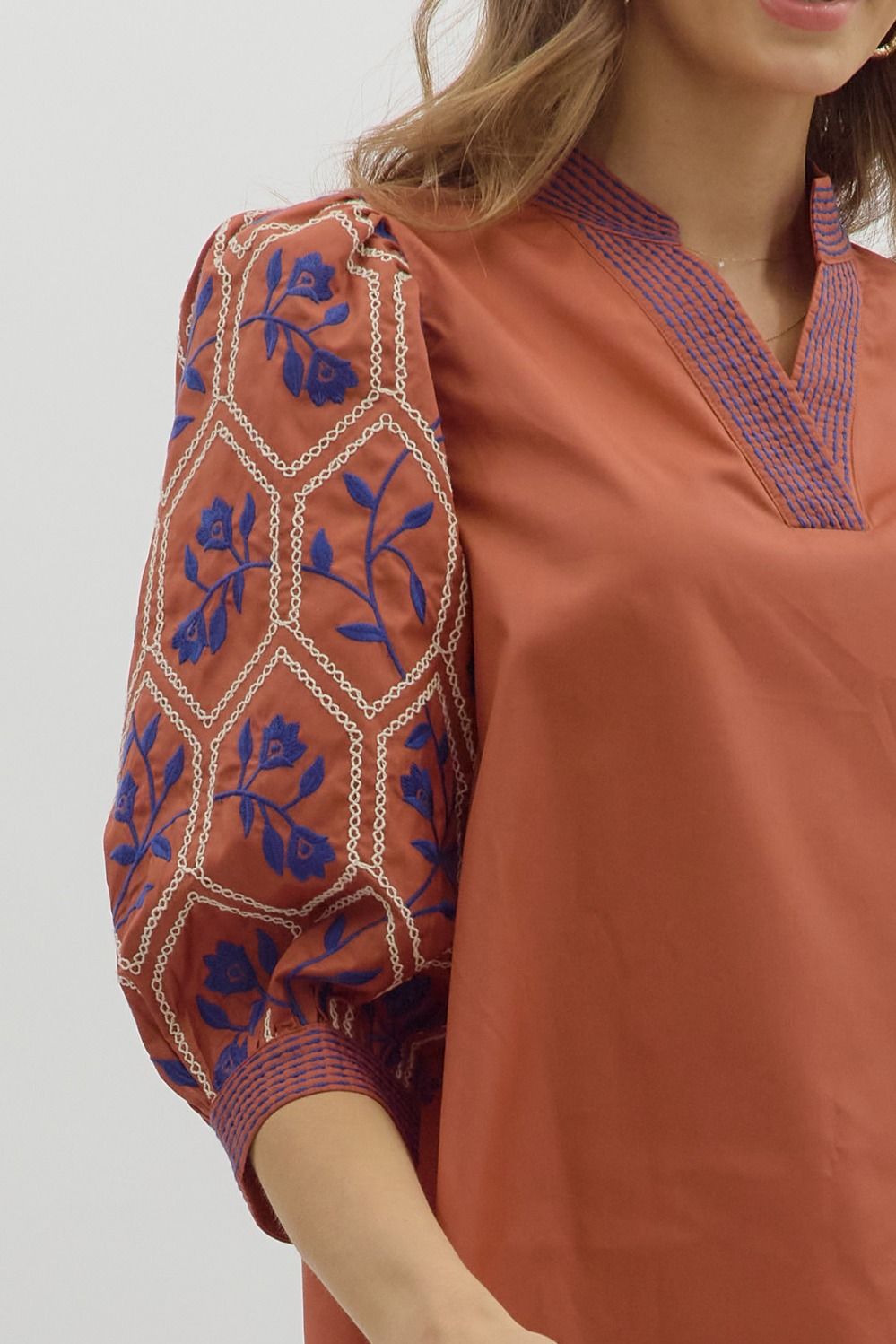 Kelly Embroidered Sleeve Top