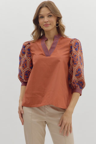 Kelly Embroidered Sleeve Top