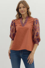 Kelly Embroidered Sleeve Top