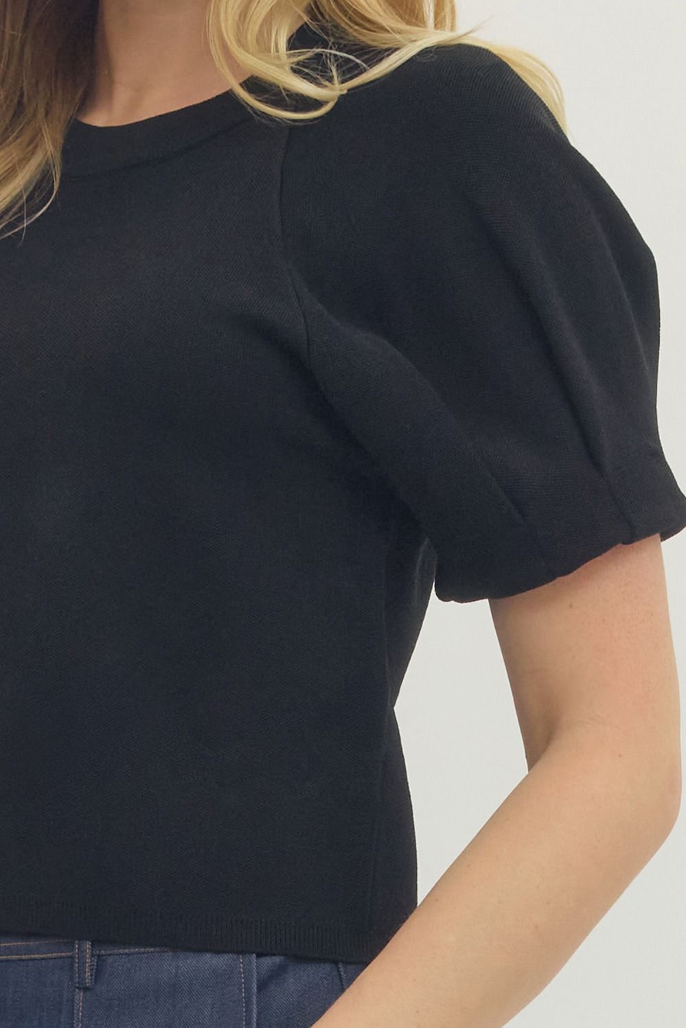 Knit Crew Neckline Top Black