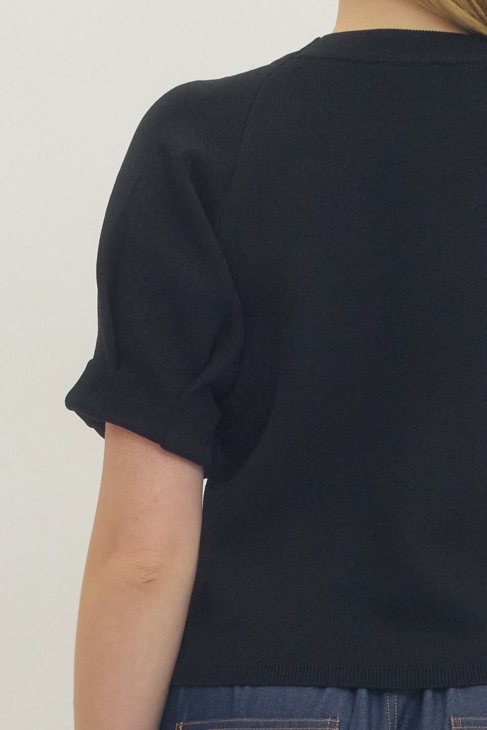 Knit Crew Neckline Top Black