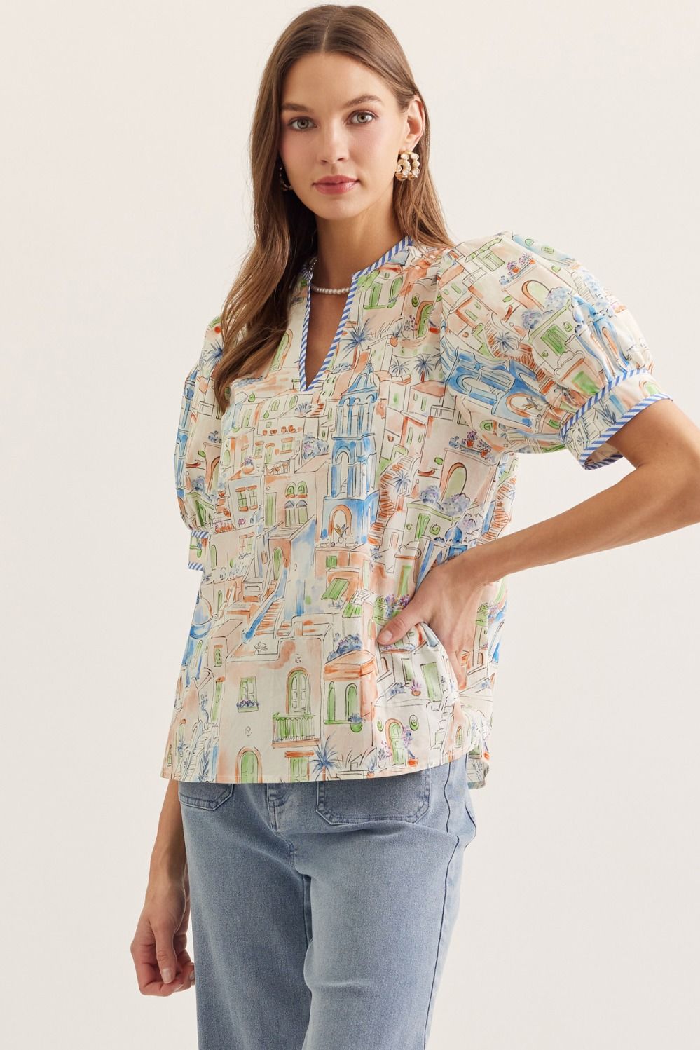 Illustrated Novelty Print Top