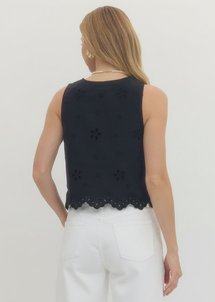 Eyelet Embroidered Crop Top