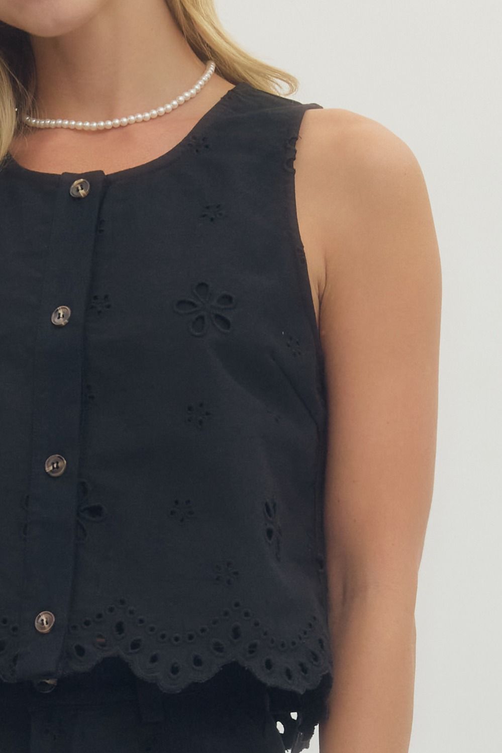 Eyelet Embroidered Crop Top
