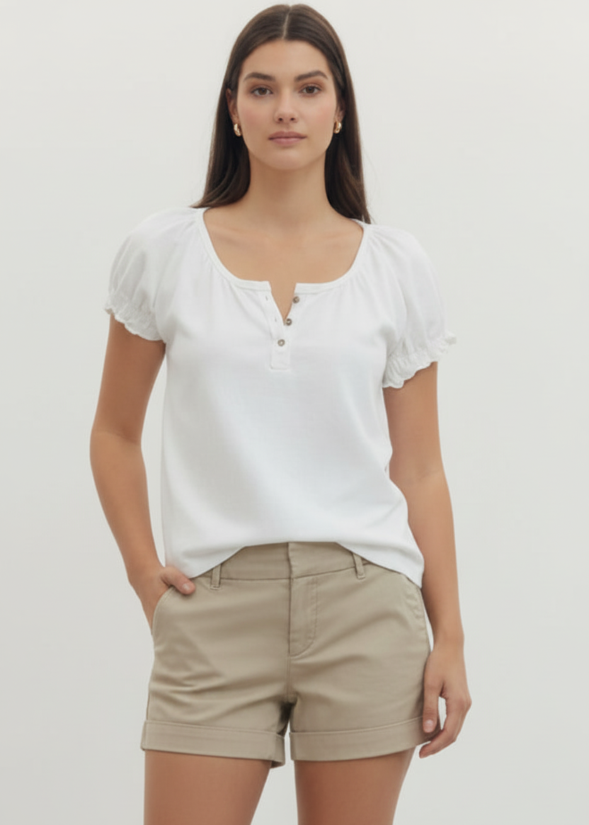 Button Placket Knit Top