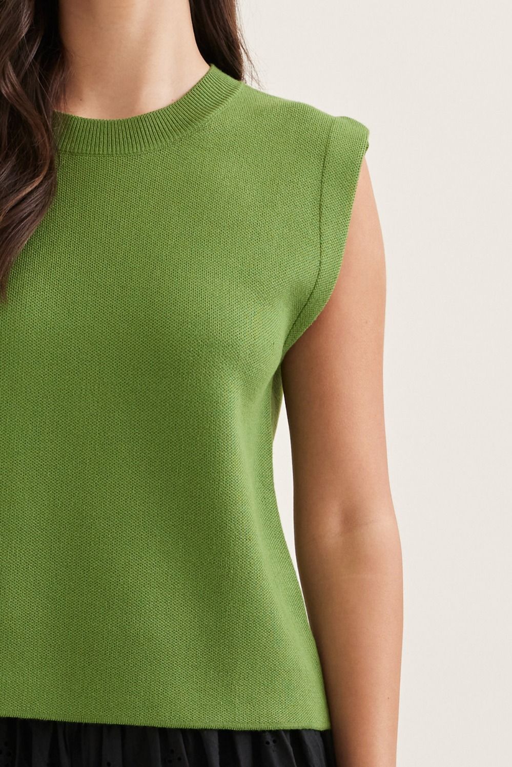 Cap Sleeve Knit Tank Top Matcha