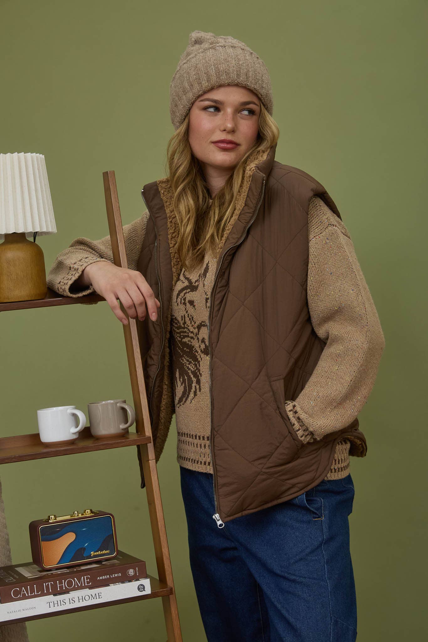 Quilted Zip Up Fleece Vest