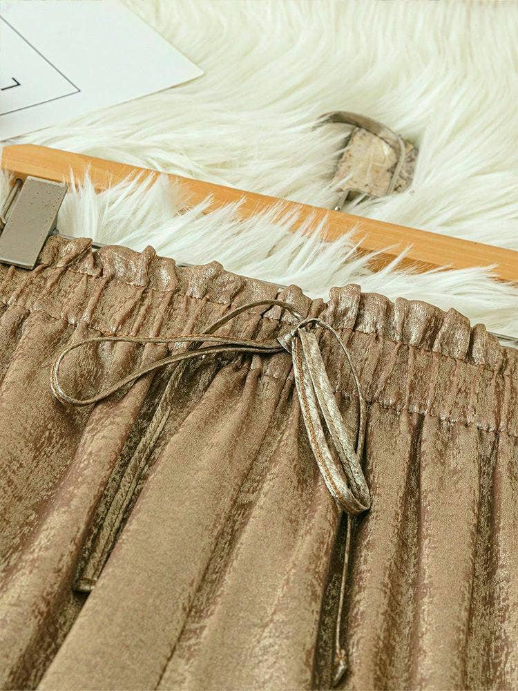 Metallic Wide-leg Pants