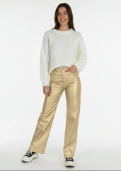 Gold Metallic Straight Leg Pants