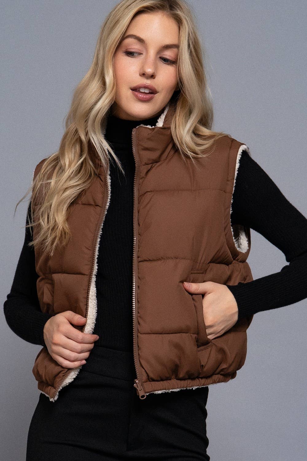 Reversible Fur Padding Vest