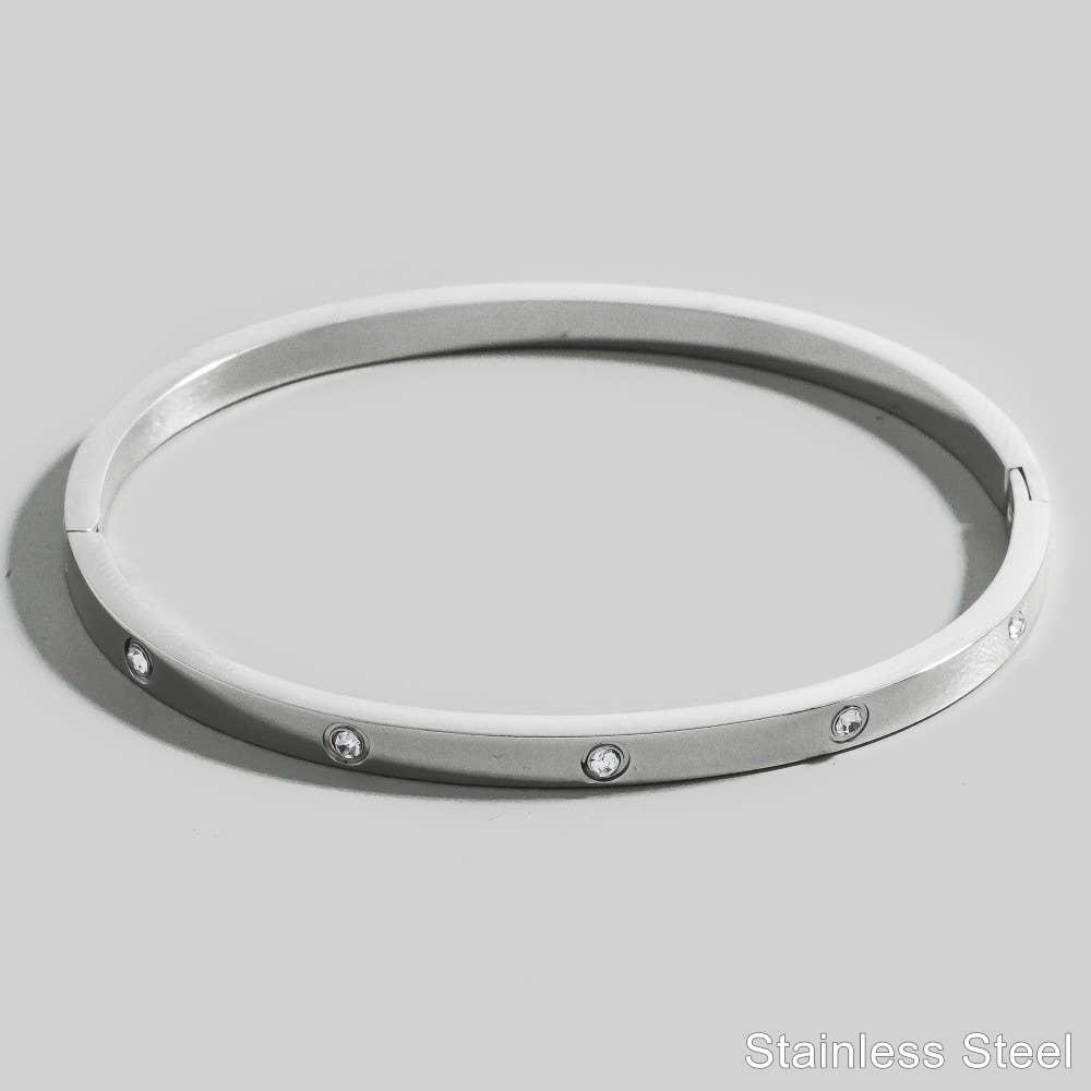 CZ Studded Gold Plated Bangle Bracelet