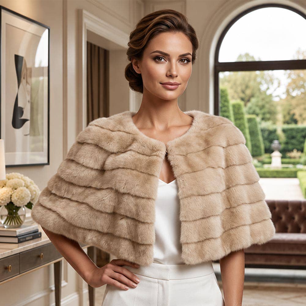 Plush Faux Fur Layered Cape Wrap