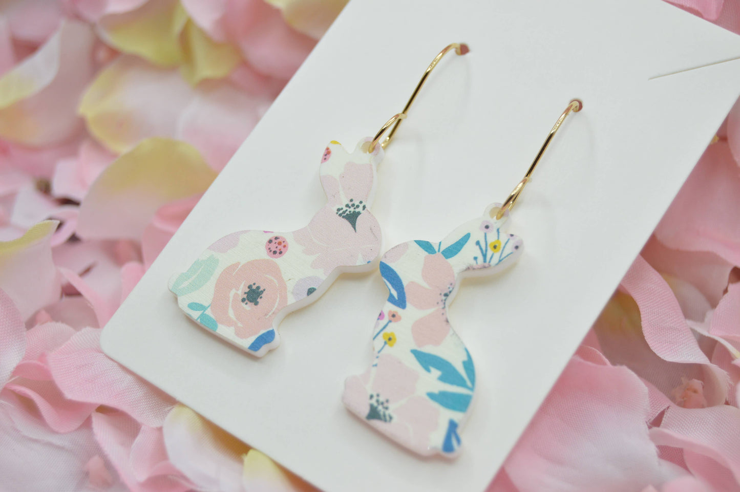Floral Easter Bunny Acrylic Earrings