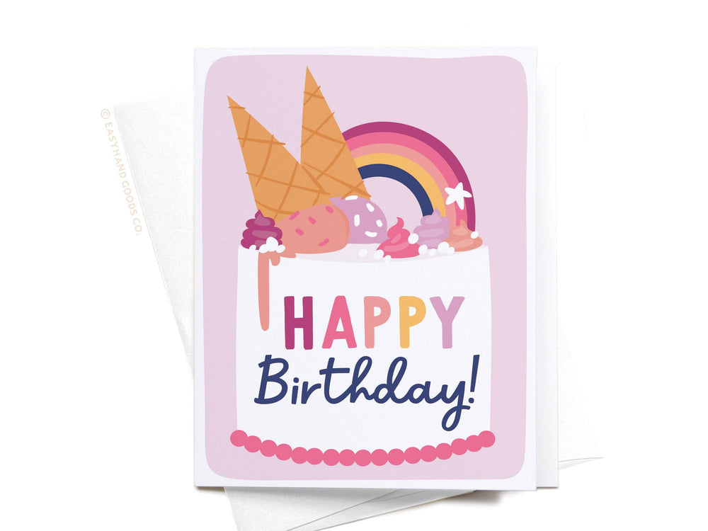 Happy Birthday Ice Cream Cake Greeting Card