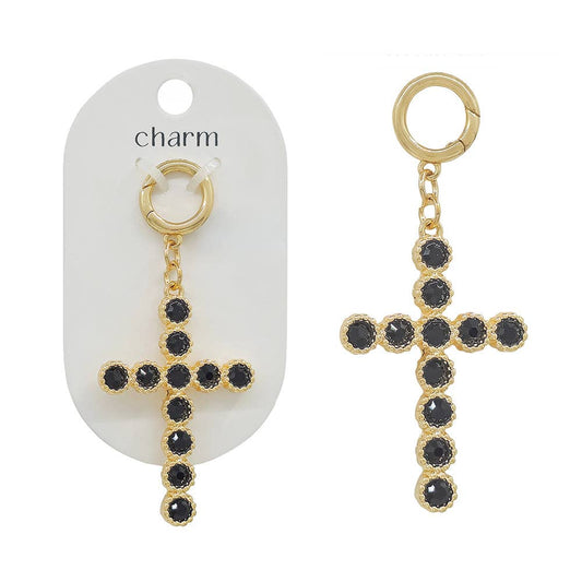 Black Crystal Cross Scarf Necklace Attachment