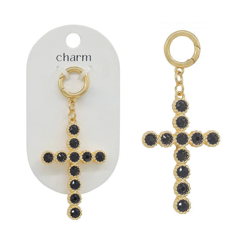 Black Crystal Cross Scarf Necklace Attachment