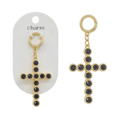 Black Crystal Cross Scarf Necklace Attachment